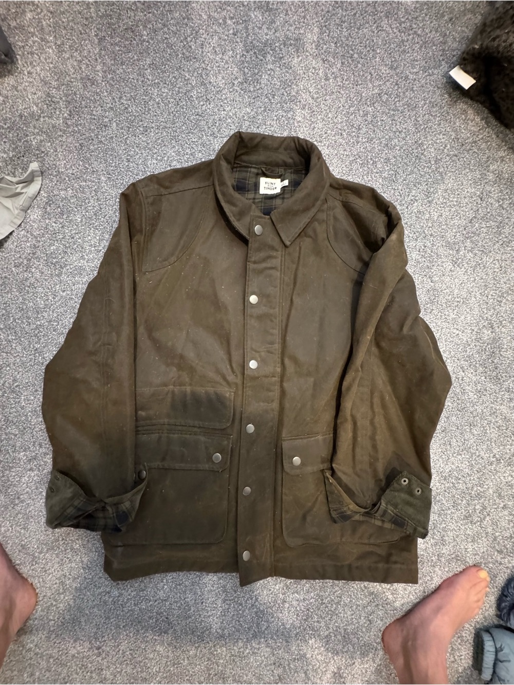 Flint and Tinder, Men's Military-Inspired Olive Field Jacket with Snap Pockets